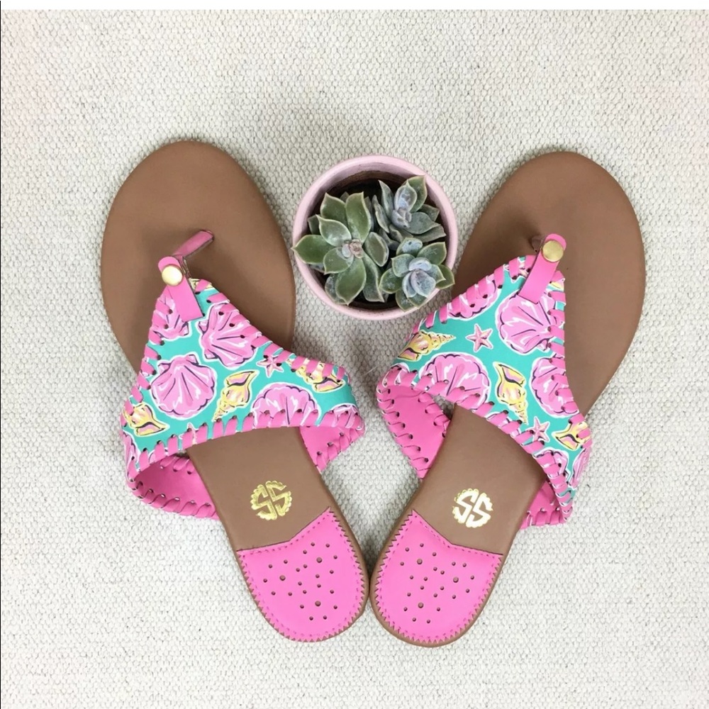 Simply Southern Size 8 Sandals Pink Open Toe Shoes